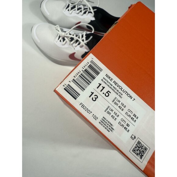 New Nike Revolution 7 Shoes Mens Size 11.5 White Red Black Running FB2207 102 - Picture 11 of 11